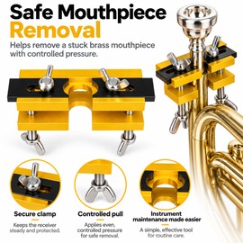 Brass Instrument Mouthpiece Puller for Stuck Mouthpieces – Gold Alloy W10 Removal Tool for Trumpet, Trombone & Horn Care