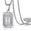H Necklace with Initials Stainless Steel Jewelry Box Chain Square
