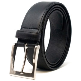 Ashford Ridge Mens 38mm (1.5") Feather Stitched Coated Leather Belt - Black XL