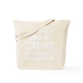 CafePress Bearded Man I Just Want To Grow My Reusable Natural Beige Canvas Shopping Bag