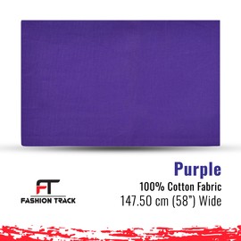 Fashion Track Purple Fabric Cotton by The Metre UK - 58 Inches / 147.5 cm Wide - 100% Cotton Fabric Plain - 60 Square - Available in 20 Colours and 5 Sizes (3 Metre, Purple)