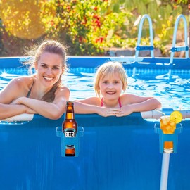 mizikuu Pack of 4 Drink Holders Pool Rim, Pool Cup Holder Water Cup Hanging Holder Drinks Holder Poolside Drink Holder Pool Accessories for Swimming Pool Party Water Park Beach Theme Party
