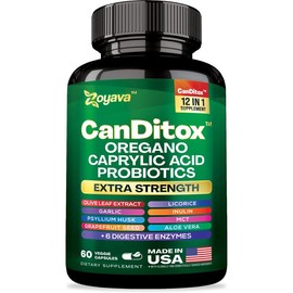 Zoyava CanDitox – All-in-One Candida Cleanse Supplement for Gut & Colon Health, 12+ Extra Strength Ingredients, 60 Capsules