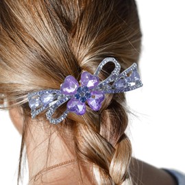 hwoehyo Purple Crystal Bow Hair Clips for Women Stylish Hair Accessories for Bridal Party Girl