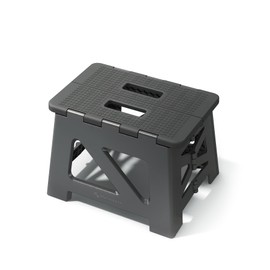 BLACKSPACE 9" Folding Step Stool for Adults, 250 lbs Capacity Non-Slip Compact Plastic Foldable Step Stool with Handle, Portable Lightweight Folding Stool for Home or Kitchen(Black)