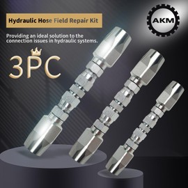 AKM 3Pcs Hydraulic Hose Field Repair Kit,1/4", 3/8", 1/2" Inner Diameter Reusable