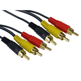 Alida Systems 1m Triple PHONO RCA Cable - Premium Quality - 24k Gold - Male to Male - Left & Right Audio - Stereo - 2RCA - 2xRCA