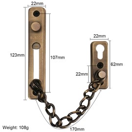Anti-Theft Chain 304 Stainless Steel Door Chain with Screw Door Chain Lock for Home Hotel Interior Doors and Windows (Bronze)
