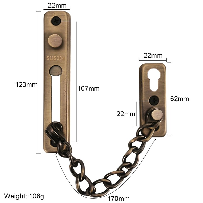 Anti-Theft Chain 304 Stainless Steel Door Chain with Screw Door