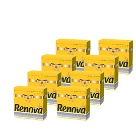 Renova 320 Square Yellow Luncheon Paper Napkins 2 Ply - Linen-Feel - Set of 8 packs - Gold Collection- Perfect for Summer Parties, Picnics, and, Special Events like Backyard Gatherings-Get Ready...
