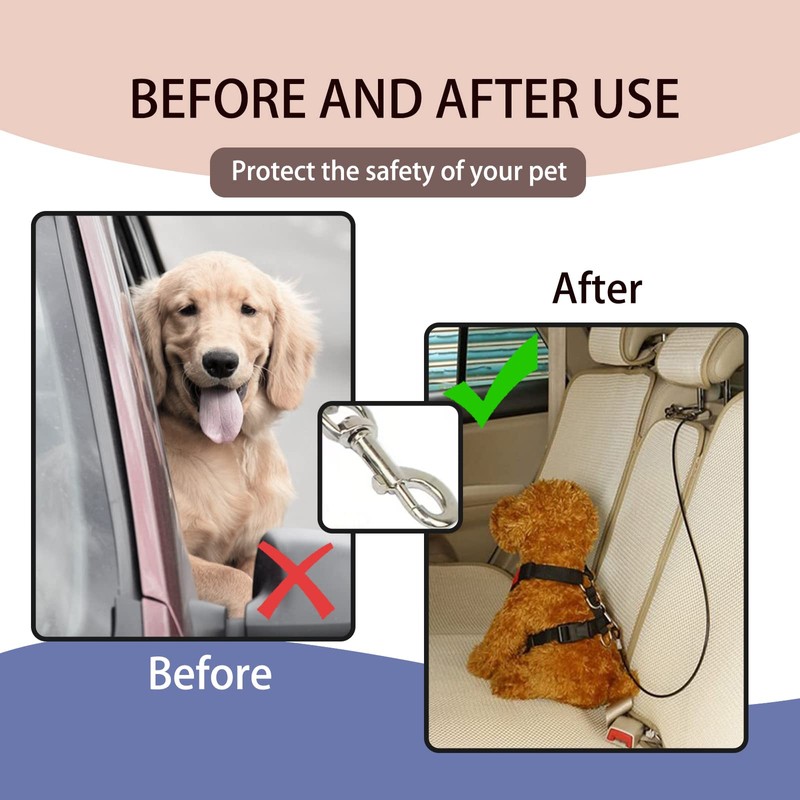 Dog Tether for Car Pet Dog Car Seat Belt Restraint
