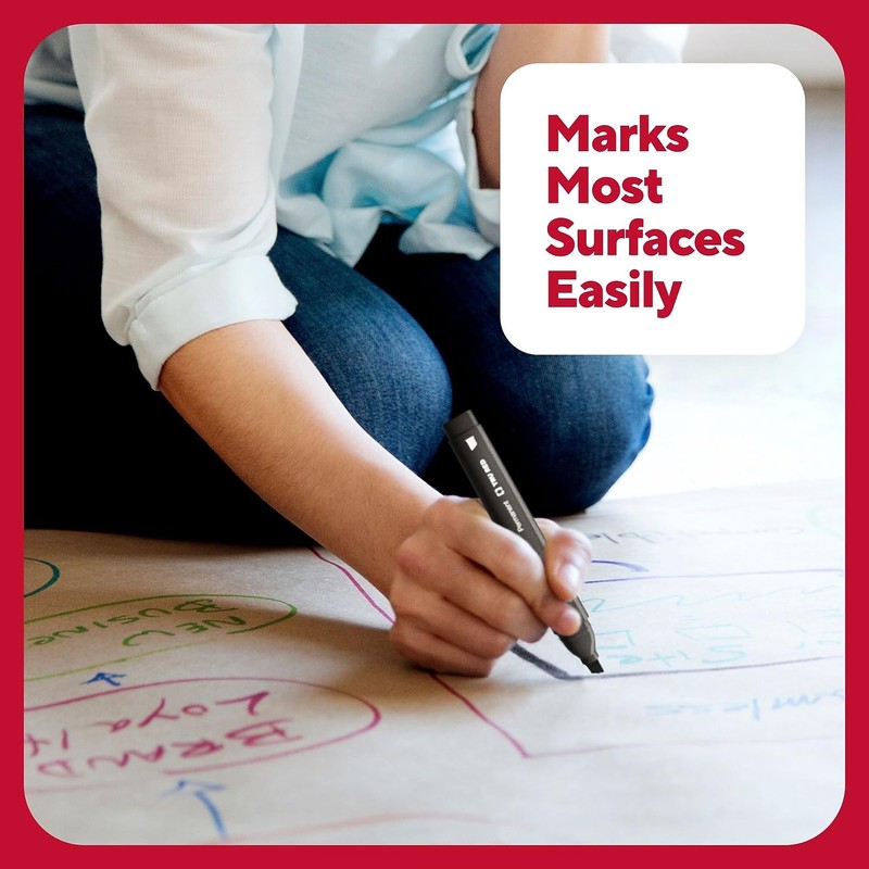 TRU RED Tank Permanent Markers, Chisel Tip, Assorted Colors, 5