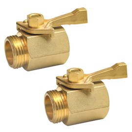 Hourleey 2 Pack Solid Brass Garden Hose Shut Off Valve with 2 Extra Rubber Washers, 3/4 Inch, Gate Valve, Hose Valve, Brass