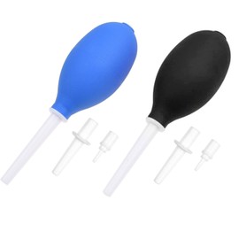 Air Blowers Set of 2 with Short, Medium and Long Nozzles - Removes Dust and Dirt from Cameras, Lenses, Filters and Sensitive Electronics - Powerful Air Blast - Durable - Microfiber Cleaning Cloth