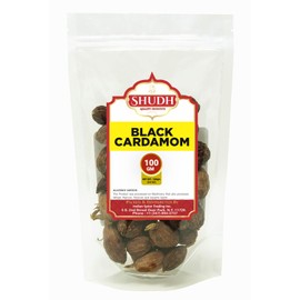 Shudh Black Cardamom Pods Whole 100 GM ~ (Amomum tsao-ko/Cao Guo/Thao Qua) ~ All Natural ~ Non-GMO Spice