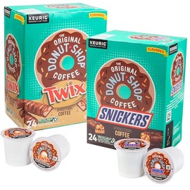 SCS Direct The Original Donut Shop Snickers and Twixx Favored K-Cup Variety Value Pack - 48 Cups Total (24 each) - Light Roast, Compatible with all Kcup Keurig Single Serve Brewers