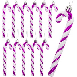 Pack of 12 Christmas Candy Cane Ornaments Christmas Tree Hanging Pendants, Christmas Decoration Candy Canes for (Pink)