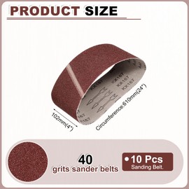 HARFINGTON 4 x 24 Inch Sanding Belts, 10 Pcs 40 Grits Aluminum Oxide Abrasive Belt Sander File Belt for Woodworking, Metal Polishing, Knife Sharpener