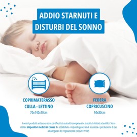 Allergosystem Polyester Bed Linen with Zip for Cot, Cot 70 x 140 x 10 cm and 40 x 60 cm Pillowcase