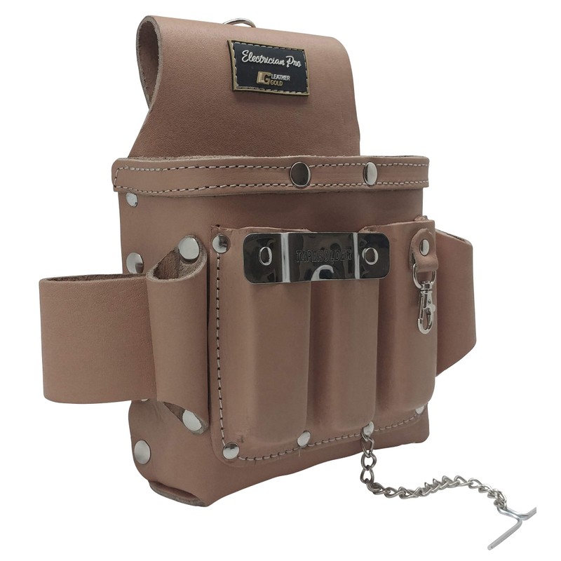 Leather Gold Leather Electrician Tool Pouch, Tan | Professional Tool