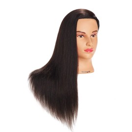 Hairingrid Mannequin Head 20"-22" 100% Human Hair Hairdresser Cosmetology Mannequin Manikin Training Head Hair and Free Clamp Holder (1907LB0214A)