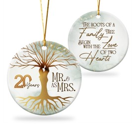 Amostore 20 Years Anniversary Mr and Mrs Gifts for Couple, 20th Wedding Anniversay Present for Parents, Husband, Wife, her, him, Friend, 20th Wedding Anniversary Ornament Gifts