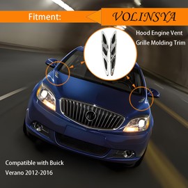 2PCS Chrome Front Hood Engine Vent Grille Molding Trim Left & Right Compatible with Buick Verano 2012 2013 2014 2015 2016, Intake Scoop Turbo Bonnet Vent Hood Air Vent Trim Cover,OE 20811309 20811310