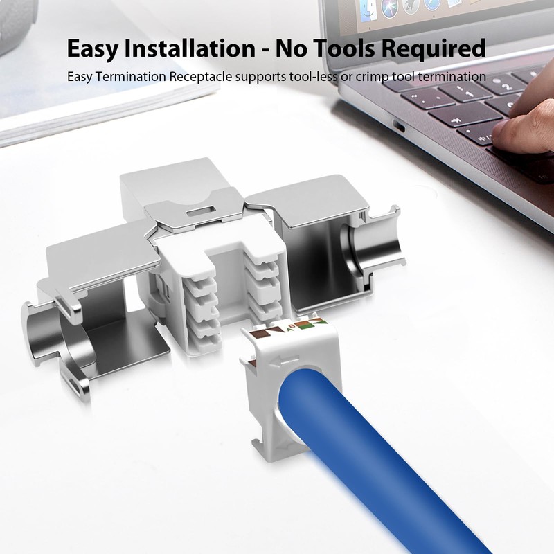 Keystone RJ45 Cat 7 Connector Modules - Tool-Free CAT7, CAT6,