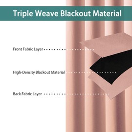 LORDTEX Pom Pom Blackout Curtains for Bedroom - Thermal Insulated Curtains, Sun Light Blocking Rod/Pole Pocket Window Drapes for Living Room, 42 x 95 inch, Blush, Set of 2 Panels