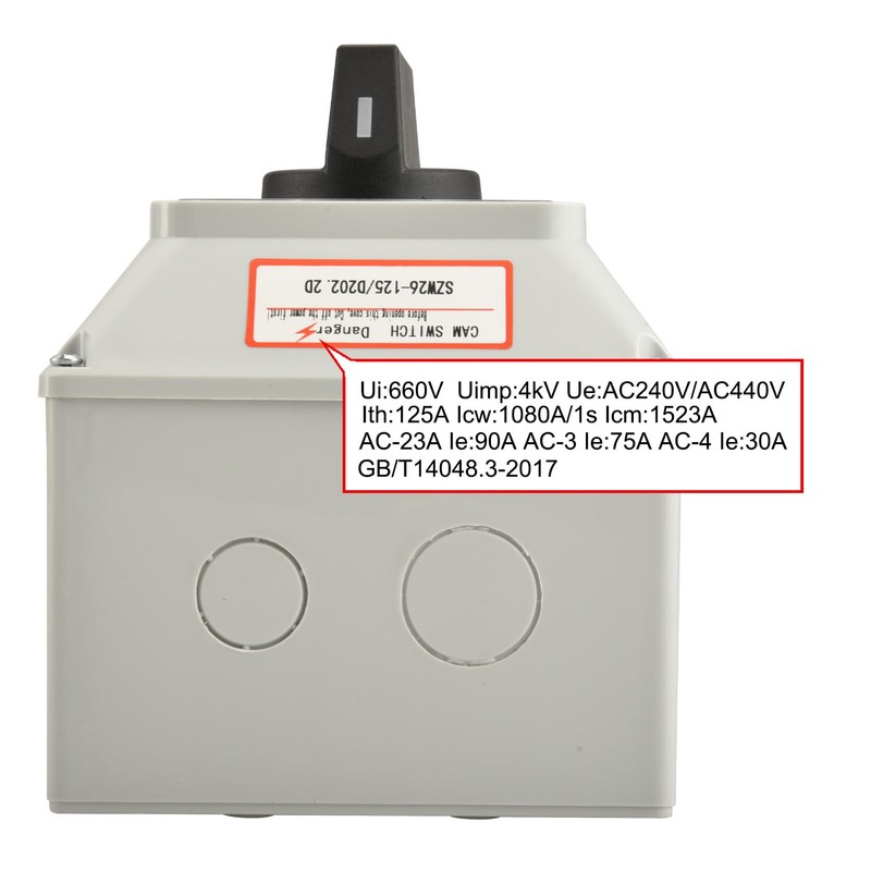 Heschen Universal Rotary Cam Selector Changeover Switch, SZW26-125/D202.2D, 660V 125A,