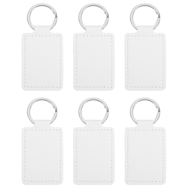 PATIKIL Leather Blank Keychains, 6Pcs Rectangle Leather Keychain Blanks Double