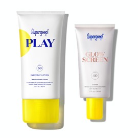 Supergoop! Glowscreen SPF 40, Sunrise (1.7 fl oz) + PLAY Everyday Lotion SPF 50 (5.5 oz) - Broad Spectrum Body & Face Sunscreen Recommended for Sensitive Skin