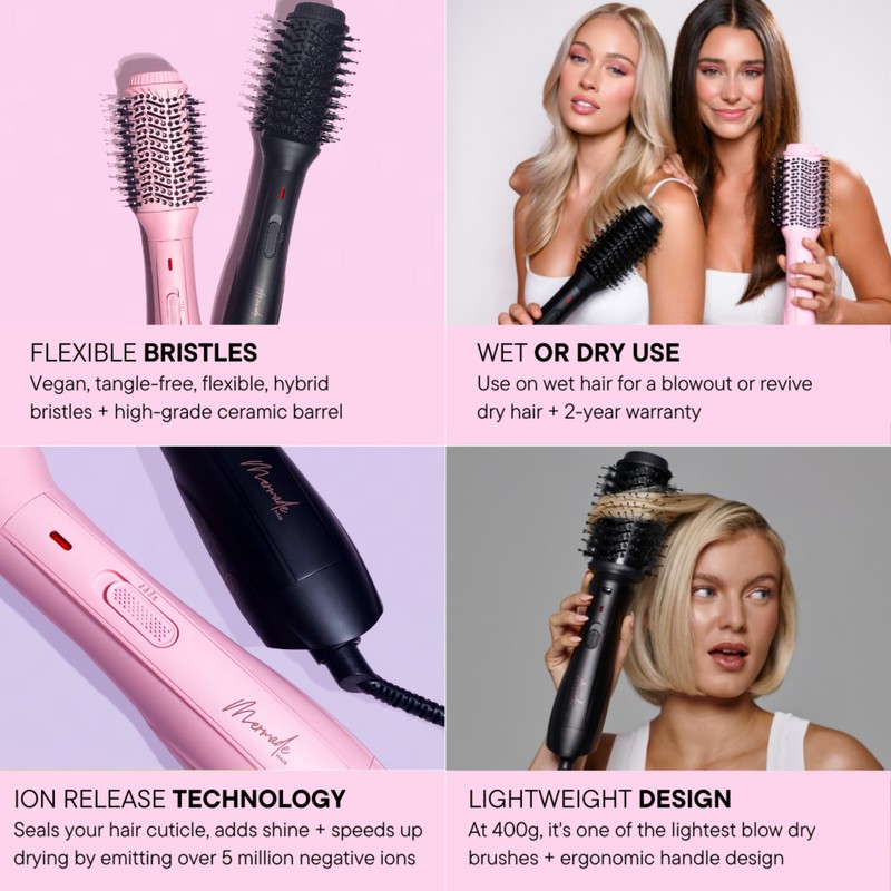 Mermade Hair Blow Dry Brush - Pink