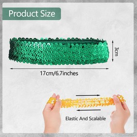 SamHeng Pack of 6 Sequin Headbands, Elastic Glitter Headbands, Bling Sports Hair Bands, Dance Hair Band, Fashionable Shiny Headdress for Women Girls Stage Performance Disco Party Accessories