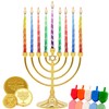 The Dreidel Company Deluxe Twisted Multi Colored Hanukkah Menorah Candles