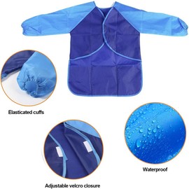 Itian Kids Art Smock, Toddler Paint Smock, Child Waterproof Painting Apron, Waterproof Long Sleeve Painting Smock for Painting, Baking, for Girls and Boys 3-8 Years Kids (Blue)
