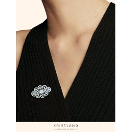 KristLand Bridal Zirconia Brooch Art Deco Retro Wedding Fashion Glam Outfits Vintage Bridal Flower Zirconia Stone Ribbon Brooch Party Gift for Women Ladies