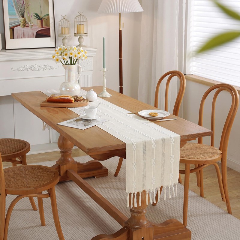 Cenebonxy Rustic Boho Table Runner, Farmhouse Table Runners 36 Inches