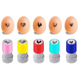 AHANDMAKER 5 Stile Kunststoff-Gummistempel, Huhn mit Liebesmotiven, DIY-Ei-Zeichenstempel, mit Stempelkissen und 10 ml Nachfülltinte auf Wasserbasis, ideal für Eiermalerei und Kunsthandwerk