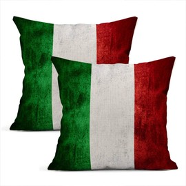 Zynii Set Of Two Throw Cushion Covers Decorative Flag Italy Or Italian Rough Fashion Abstract 18 x 18 Inch Pillow Case Home Car Sofa Office Meeting Room Decor Cushion Pillowcase