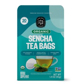 FGO Organic Japanese Sencha Green Tea, 20 Count, Eco-Conscious Tea Bags, Resealable Bag, Packaging May Vary (Pack of 1)