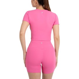 YITTY Active Women's Ultraluxe Essential Crop Tee, Athleisure, 4-Way-Stretch, Beach Party, XL