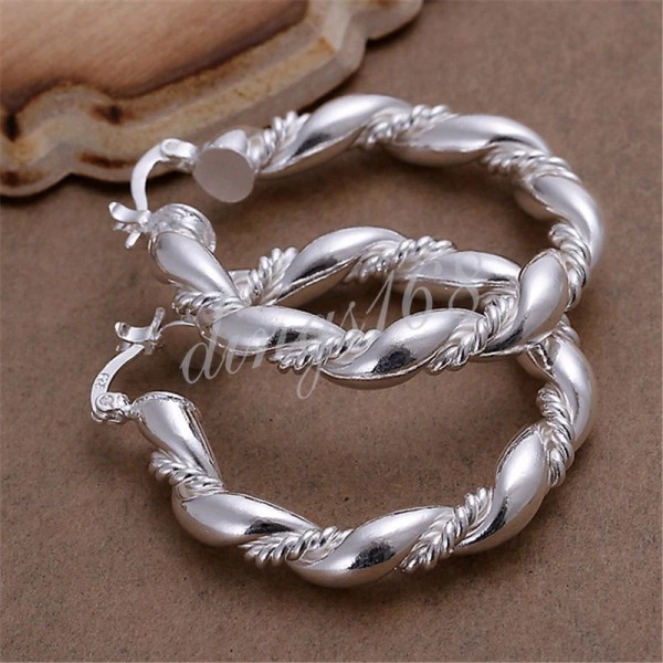 Generic 925 Sterling Silver Tarnish-Resist Twisted Rope 36mm/1.5" Chunky Hoop