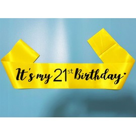Generic It's My 21st Birthday Sash, Birthday Sash for Girls, Birthday Girl Sash for Boy Birthday Gifts Party Decorations and Supplies, Yellow with Black