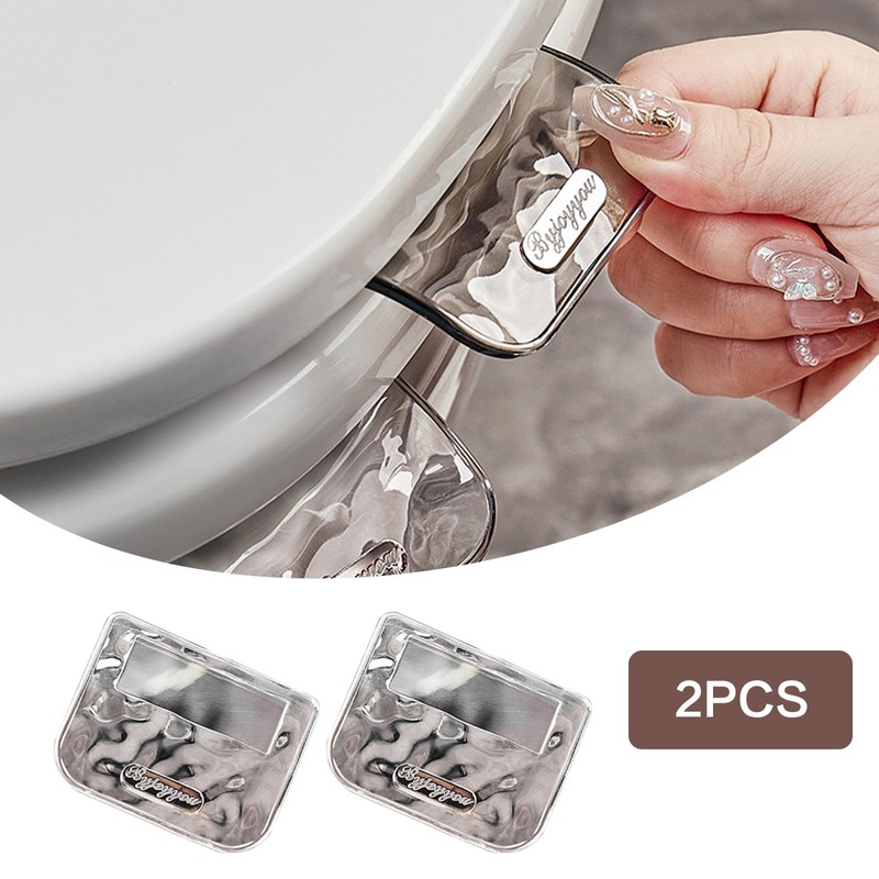 2Pcs Toilet Seat Lifter Tab Toilet Seat Handle Transparent Gray