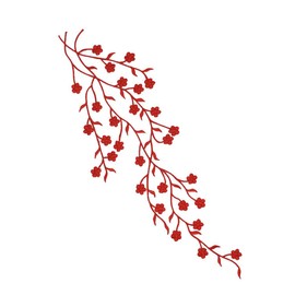4 Pieces Long Patch Plum Blossom Iron on Patch Embroided Floral Applique for Garment Curtain Pillow Blanket Trimming Shoes Jeans Clothing Embellishments (Red,13.7inch)