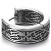 Men’s Steel Hoop Earrings with Gothic Cross and Vine Cutout