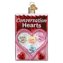 Old World Christmas Conversation Hearts Candy Glass Hanging Ornament