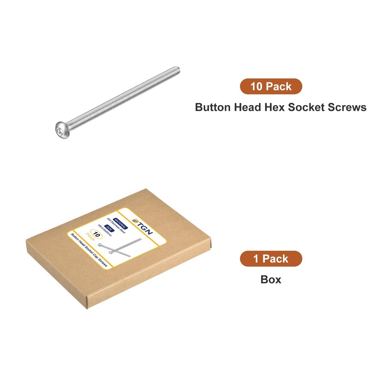 DTGN M5-0.8x90mm Button Head Socket Cap Screws - 10Pack -