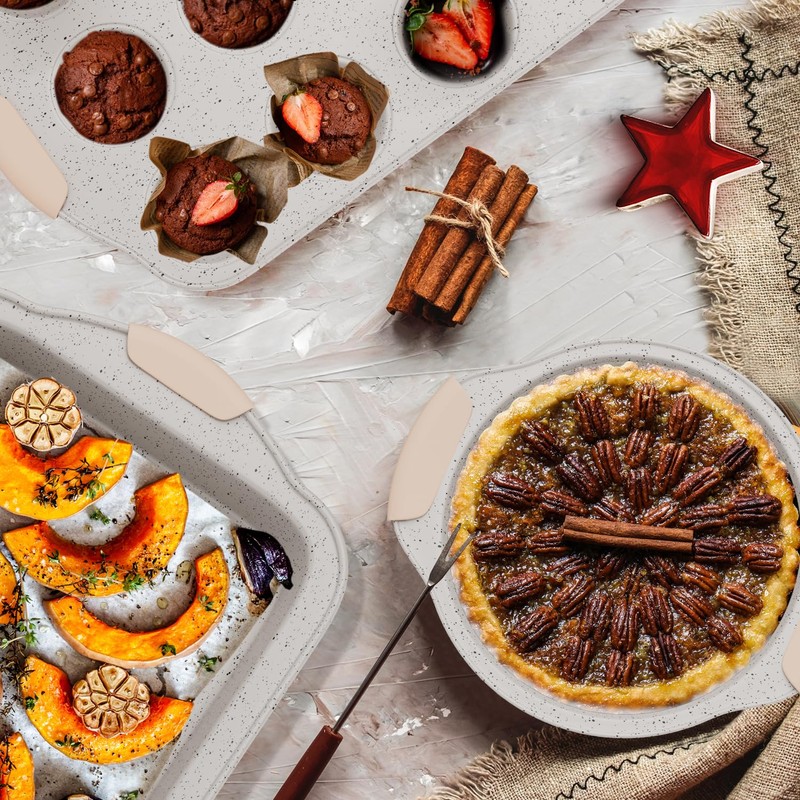 11-Piece Nonstick Baking Pans Set White&Khaki